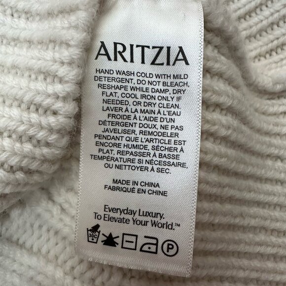 Aritzia The Group 2 Wool Fisherman Sweater Chunky Heavy Cable Knit Beige XL - Picture 7 of 11